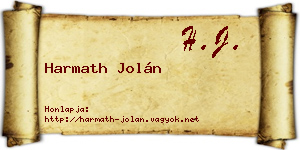 Harmath Jolán névjegykártya